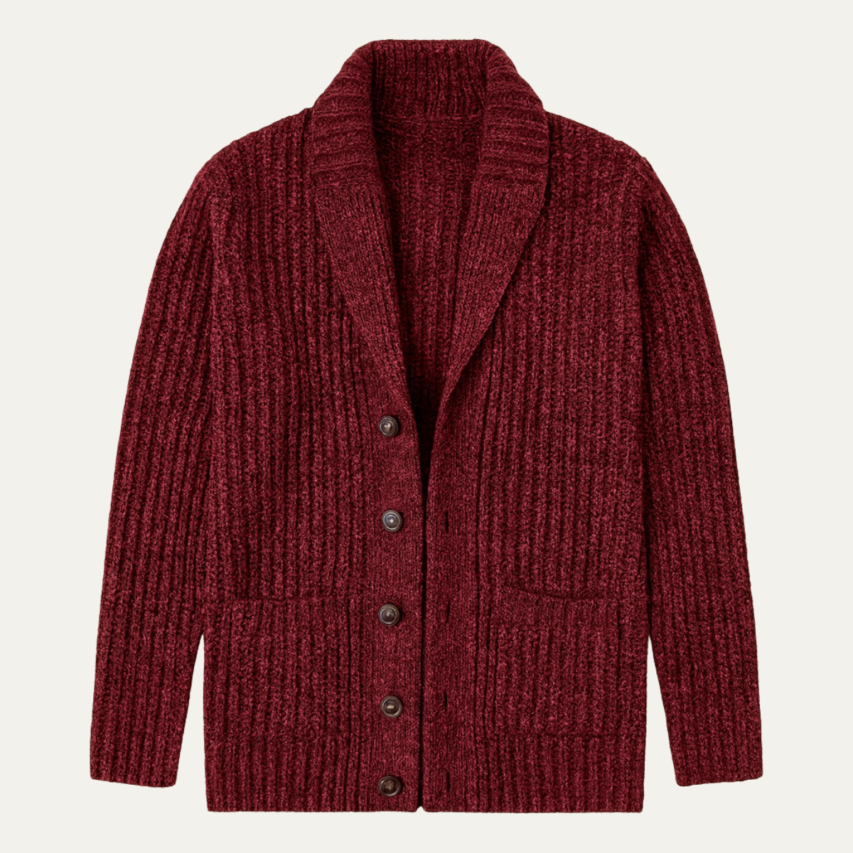 Heren Cardigan met Sjaalkraag en Knoopsluiting Rood