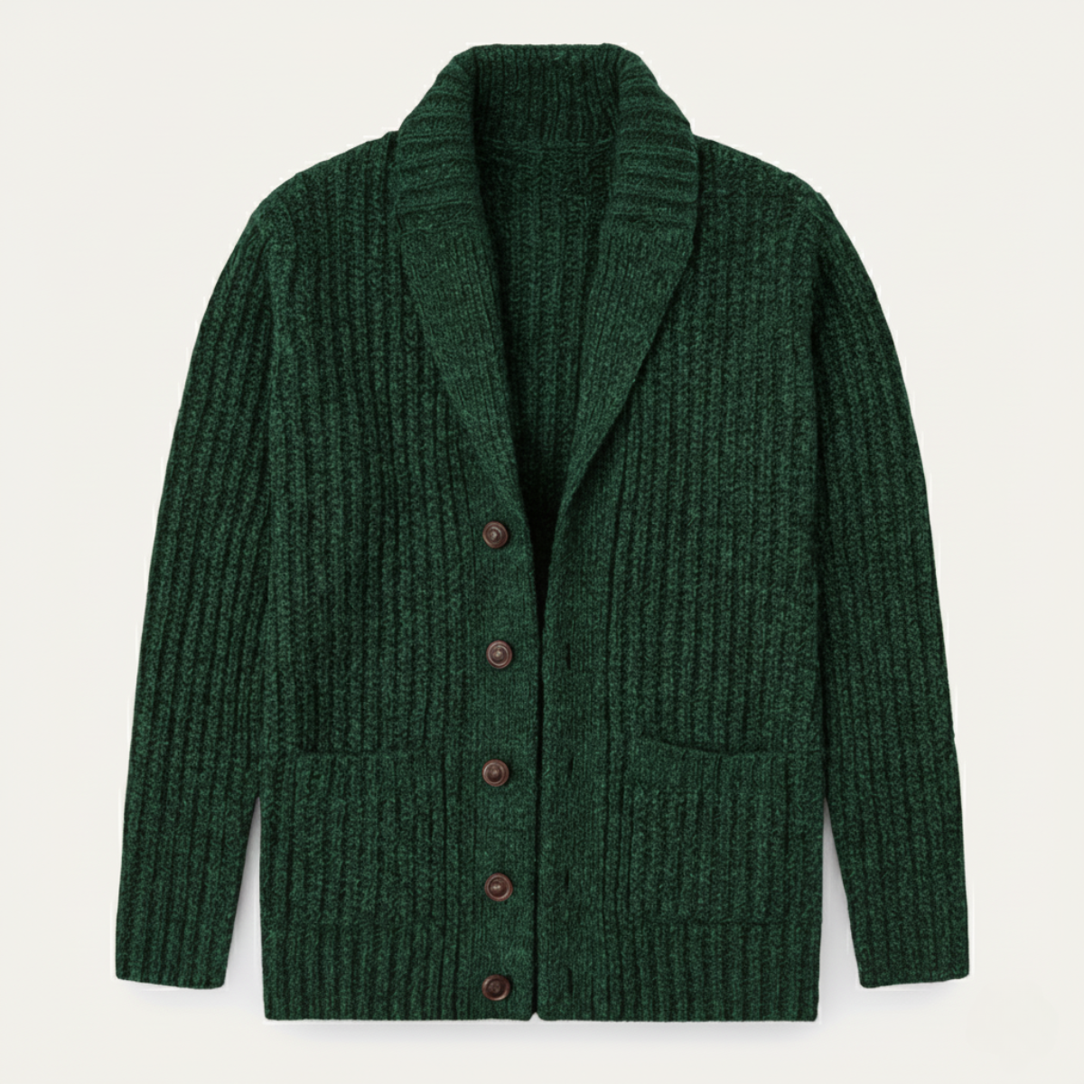 Heren Cardigan met Sjaalkraag en Knoopsluiting Groen