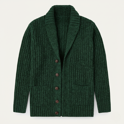 Heren Cardigan met Sjaalkraag en Knoopsluiting Groen