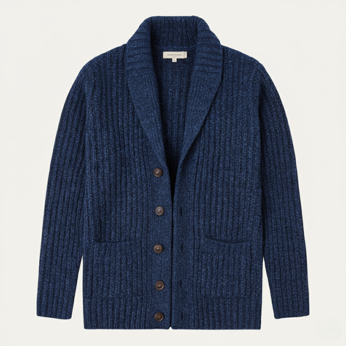 Heren Cardigan met Sjaalkraag en Knoopsluiting Marine