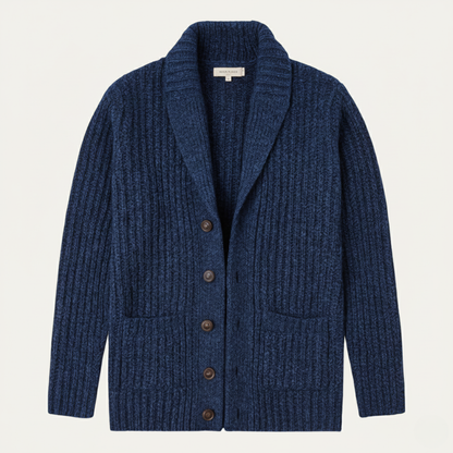 Heren Cardigan met Sjaalkraag en Knoopsluiting Marine