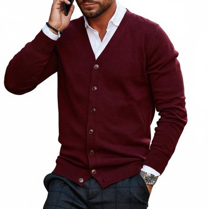 Heren Cardigan met V-hals en Knoopsluiting