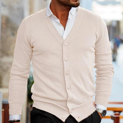 Heren Cardigan met V-hals en Knoopsluiting