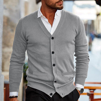 Heren Cardigan met V-hals en Knoopsluiting
