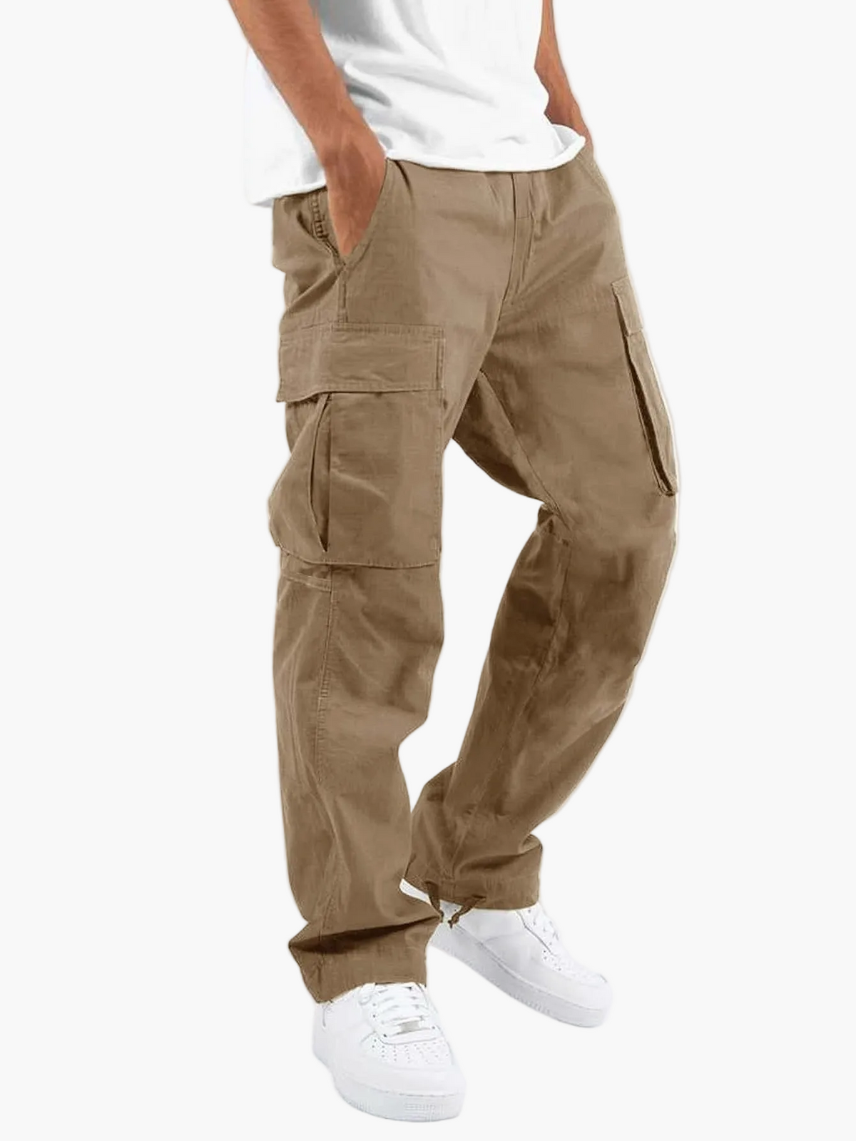 Heren Cargo Broek met Relaxed Fit en Meerdere Zakken Bruin