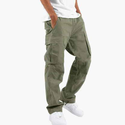 Heren Cargo Broek met Relaxed Fit en Meerdere Zakken Donkergroen