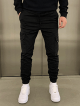 Heren Cargo Broek Slim Fit met Taps Toelopende Pijpen en Elastische Boord