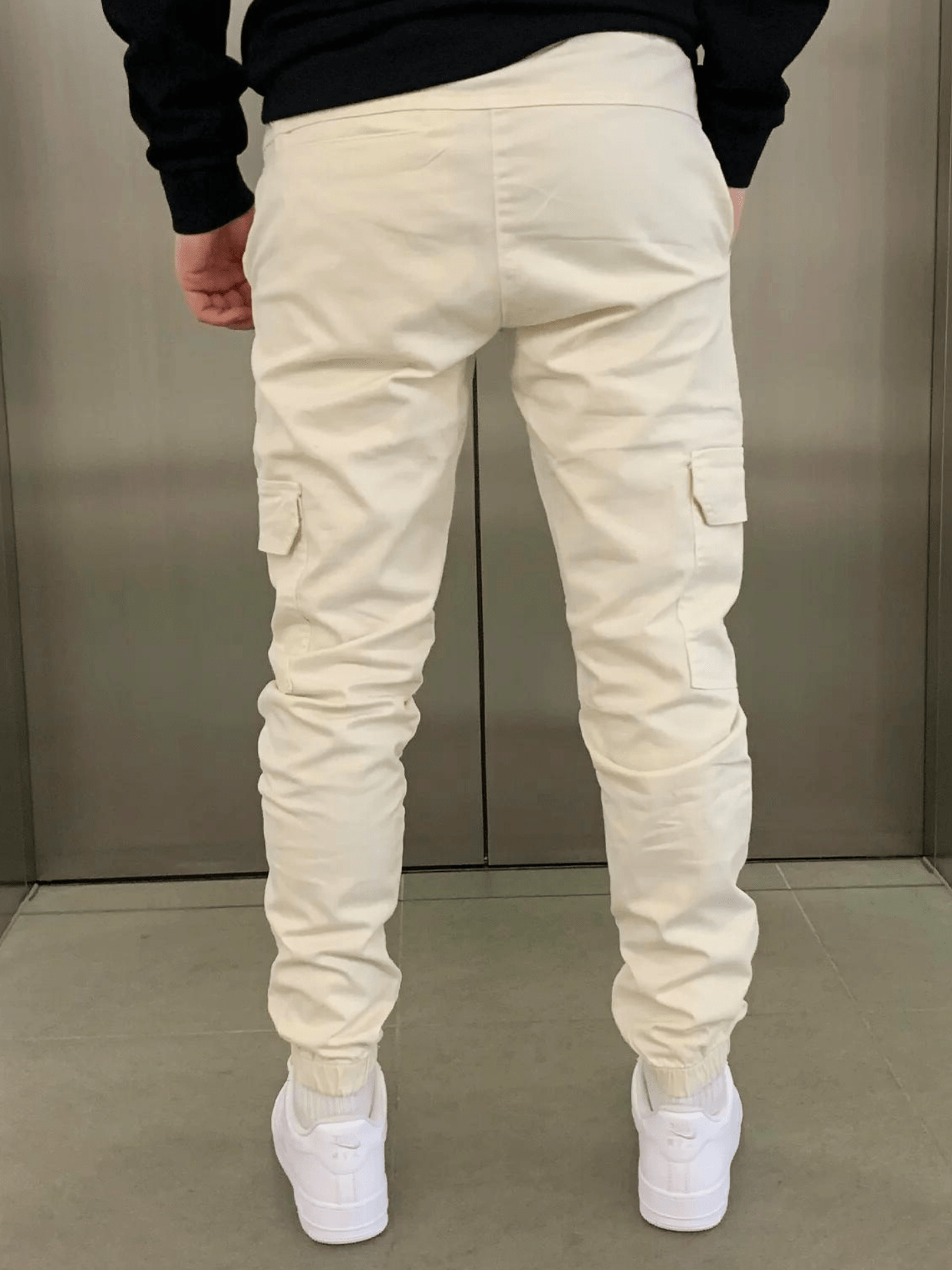 Heren Cargo Broek Slim Fit met Taps Toelopende Pijpen en Elastische Boord
