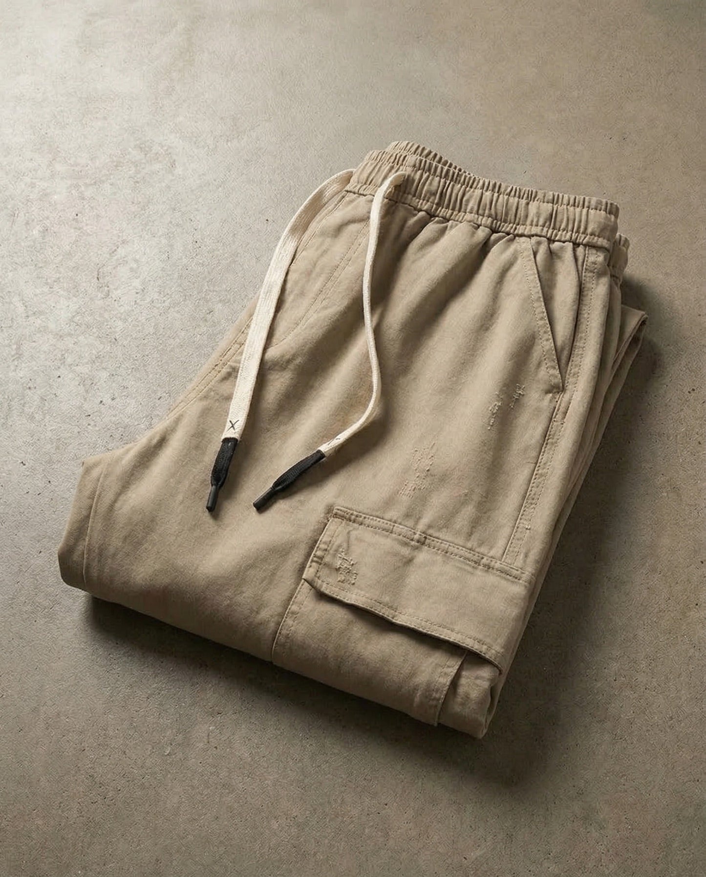 Heren Cargo Broek Wide Leg met Elastische Taille en Grote Zakken