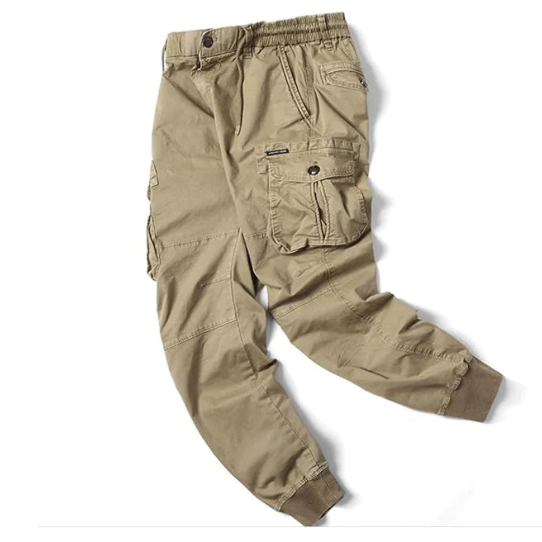 Heren Cargo Jogger Broek met Taps Toelopende Pijpen en Elastische Taille