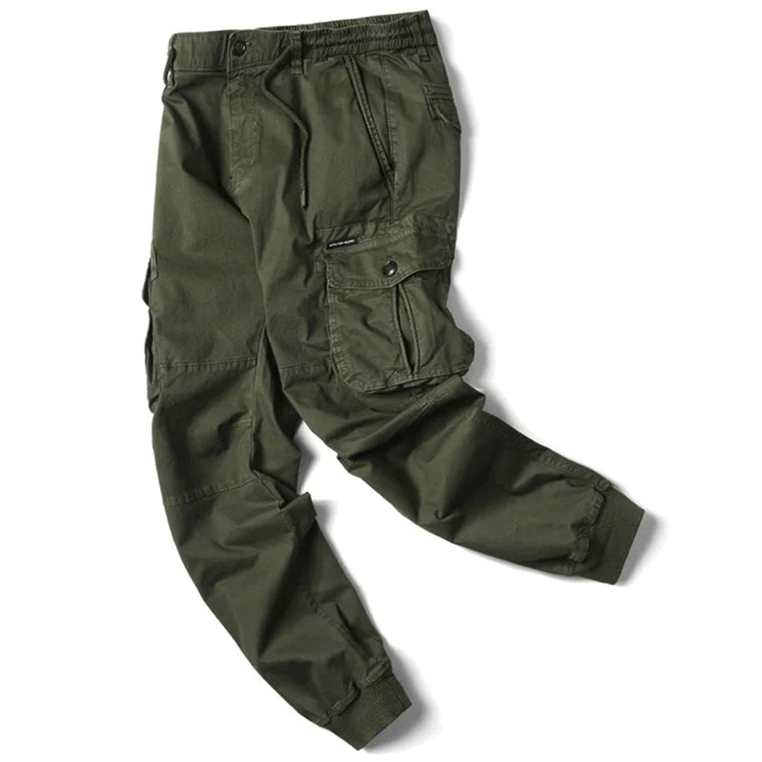 Heren Cargo Jogger Broek met Taps Toelopende Pijpen en Elastische Taille