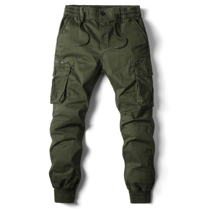 Heren Cargo Jogger Broek met Taps Toelopende Pijpen en Elastische Taille Groen