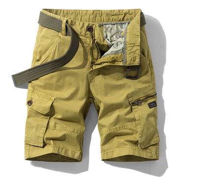 Heren Cargo Short met Cargozakken en Verstelbare Zoom Mosterd