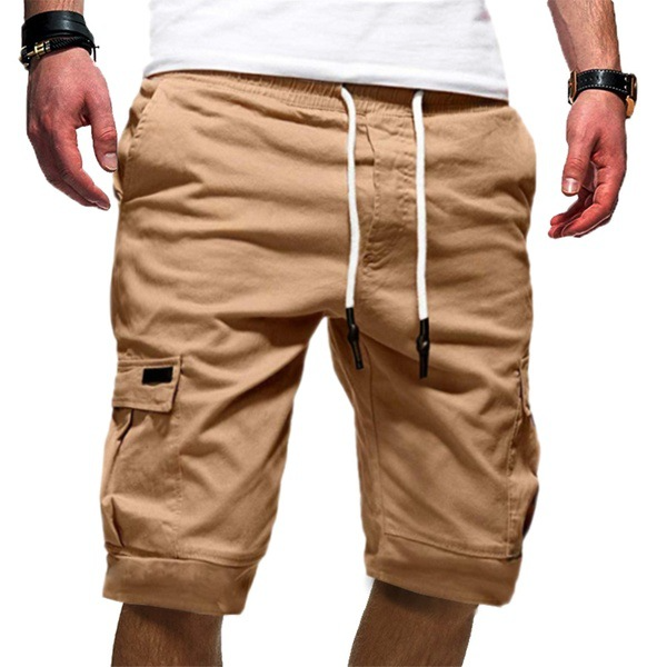 Heren Cargo Short met Trekkoord en Zijzakken Beige