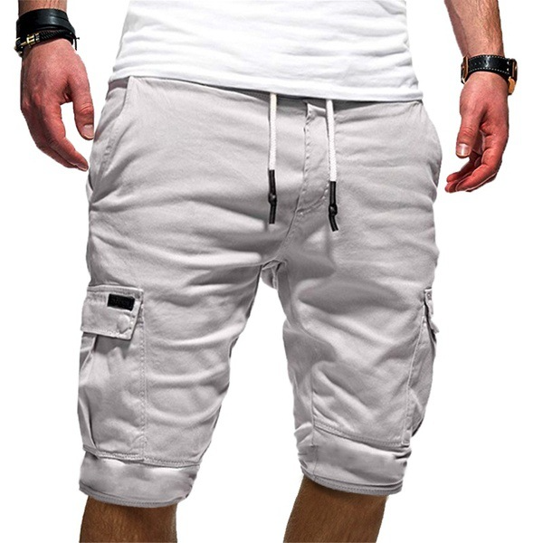 Heren Cargo Short met Trekkoord en Zijzakken Wit