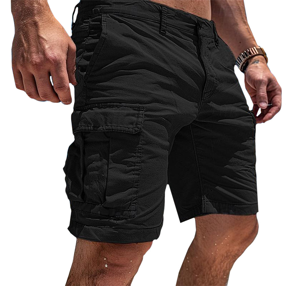 Heren Cargo Shorts met Cargozakken en Regular Fit Zwart