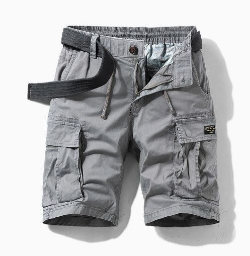 Heren Cargo Shorts met Elastische Taille en Meerdere Zakken Grijs