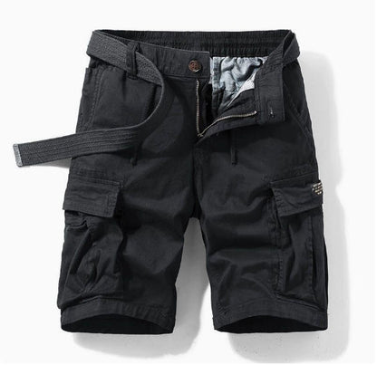 Heren Cargo Shorts met Elastische Taille en Meerdere Zakken Zwart