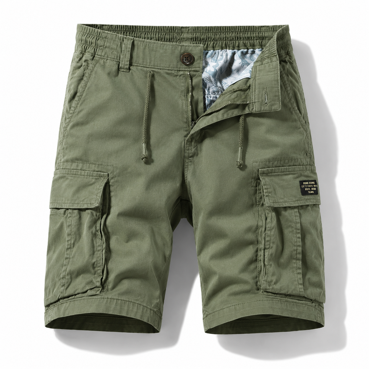 Heren Cargo Shorts met Elastische Taille en Meerdere Zakken Groen