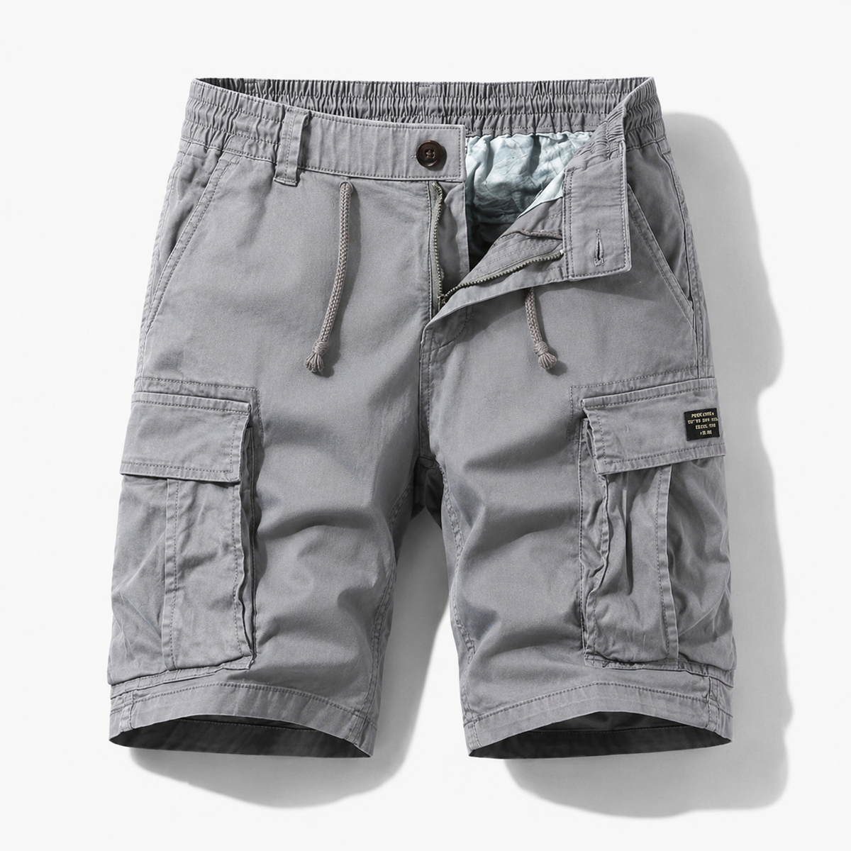 Heren Cargo Shorts met Elastische Taille en Meerdere Zakken Grijs