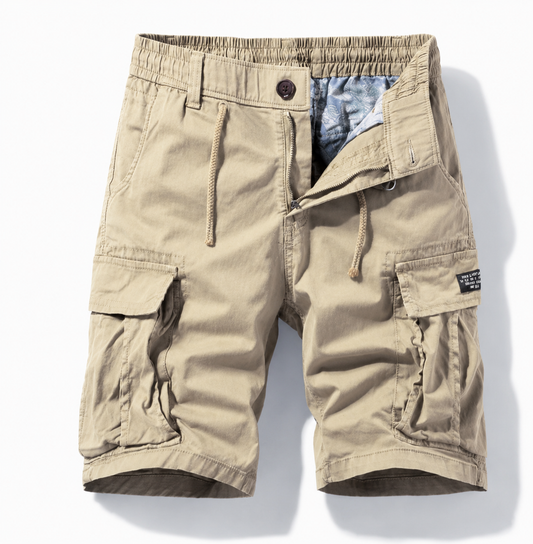 Heren Cargo Shorts met Elastische Taille en Meerdere Zakken Khaki