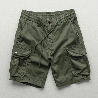 Heren Cargo Shorts met Elastische Taille en Zijzakken Legergroen