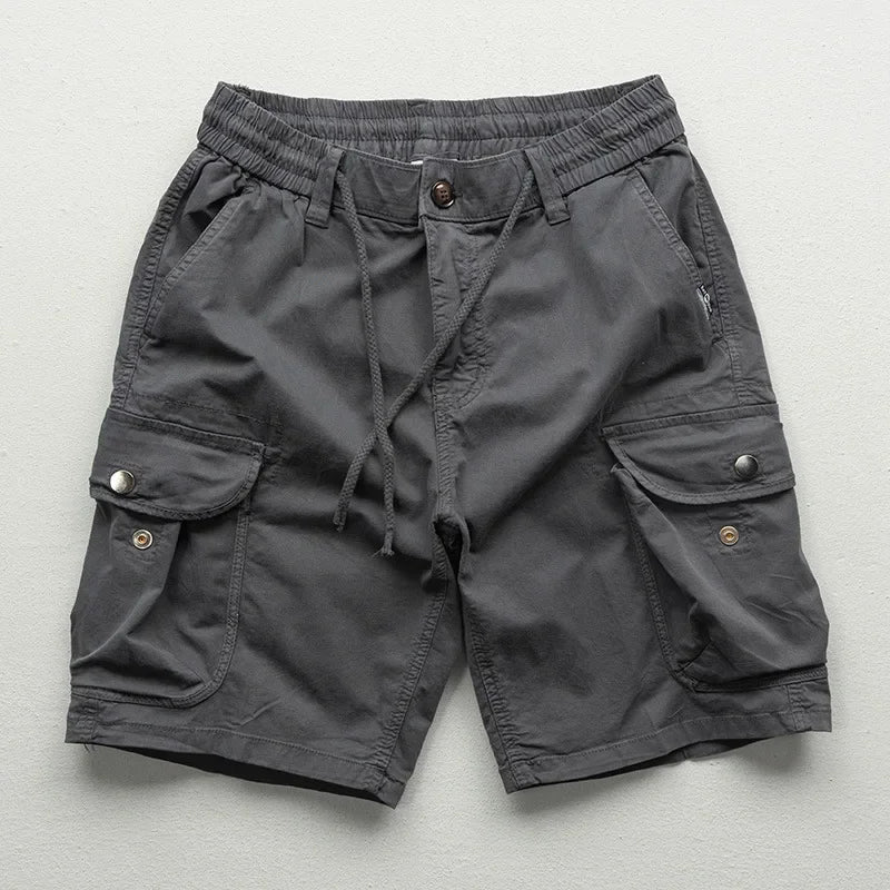 Heren Cargo Shorts met Elastische Taille en Zijzakken Grijs