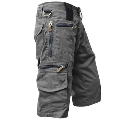 Heren Cargo Shorts met Meerdere Ritszakken en Regular Fit Grijs