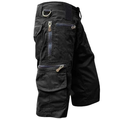 Heren Cargo Shorts met Meerdere Ritszakken en Regular Fit Zwart