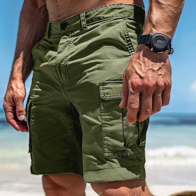 Heren Cargo Shorts met Meerdere Zakken en Straight Leg Fit Groen
