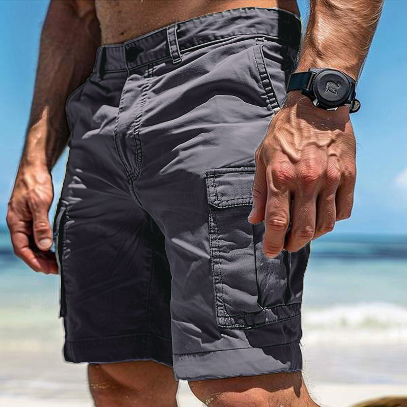 Heren Cargo Shorts met Meerdere Zakken en Straight Leg Fit Wit