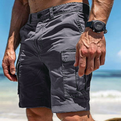 Heren Cargo Shorts met Meerdere Zakken en Straight Leg Fit Wit