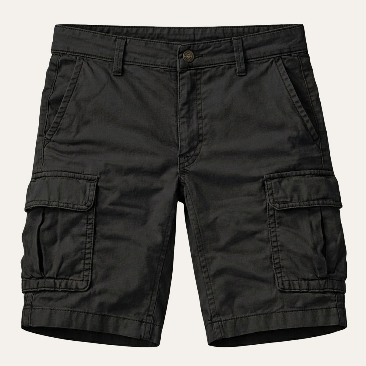 Heren Cargo Shorts met Zijvakken en Regular Fit Zwart