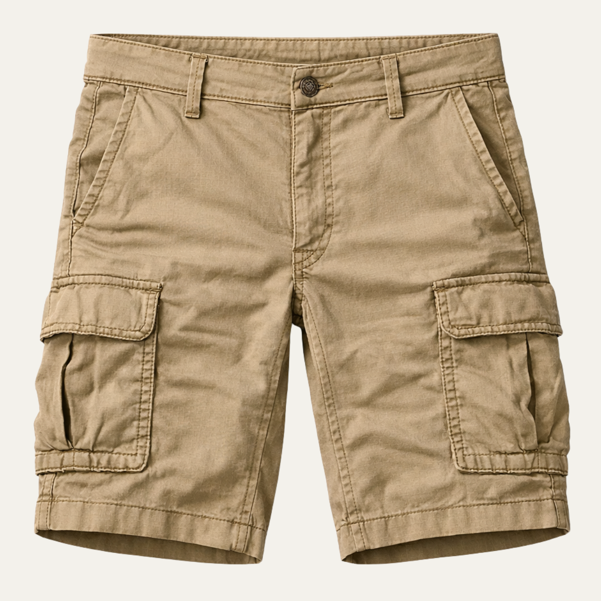 Heren Cargo Shorts met Zijvakken en Regular Fit Khaki