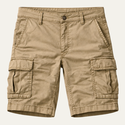 Heren Cargo Shorts met Zijvakken en Regular Fit Khaki