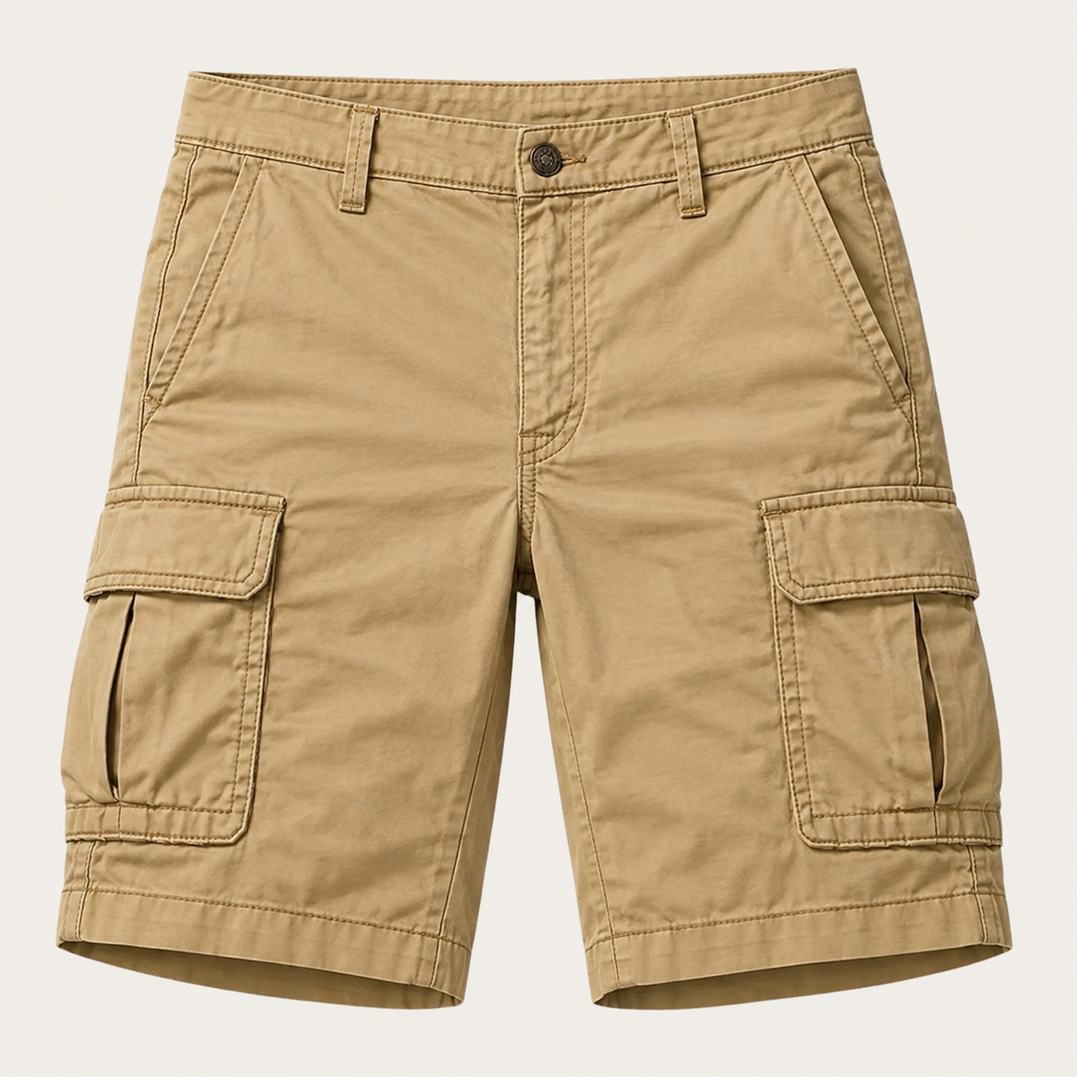 Heren Cargo Shorts met Zijvakken en Regular Fit Khaki