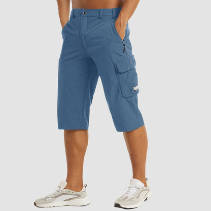 Heren Cargo Shorts met Zijzakken en Ritszak Driekwart Lichtblauw