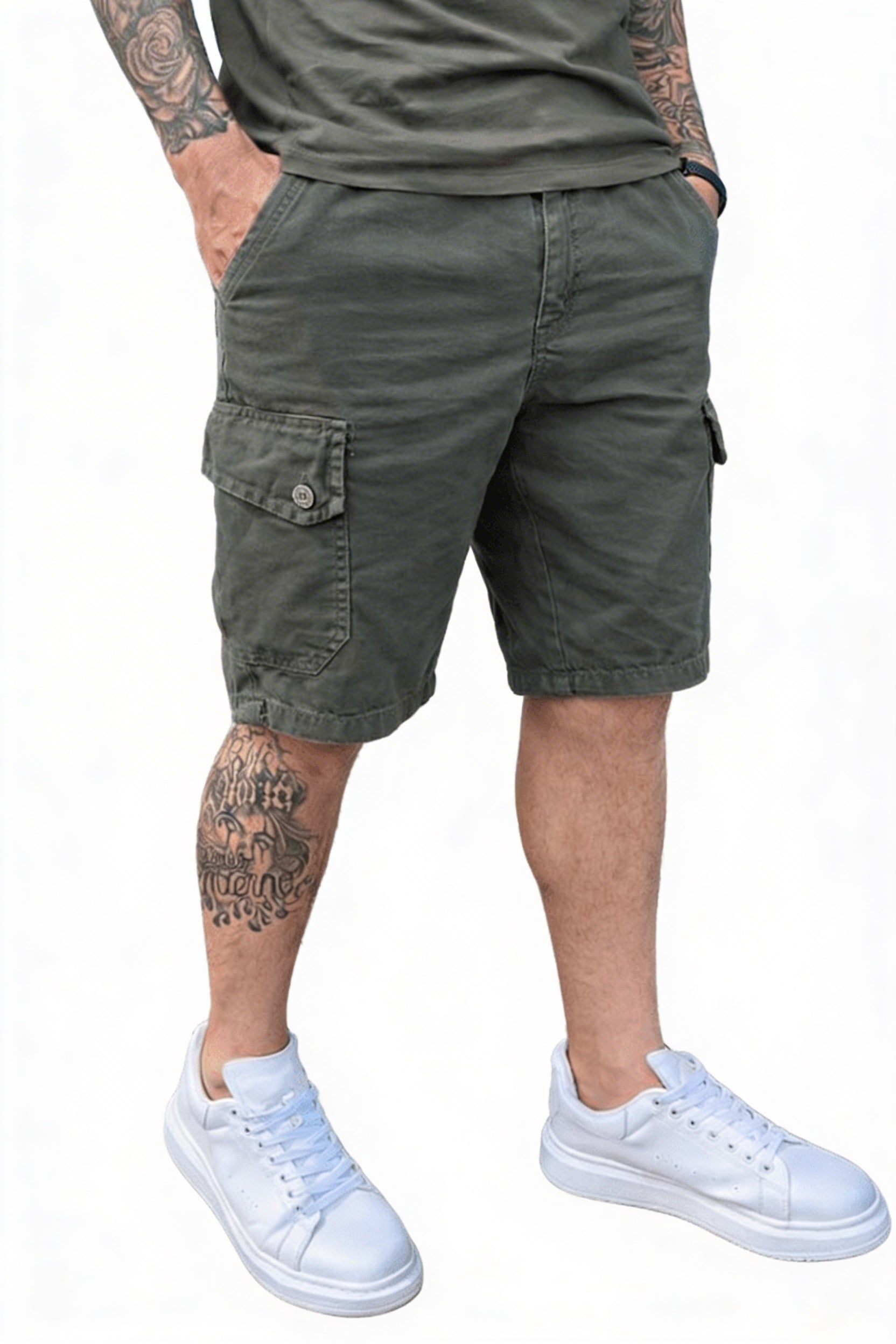 Heren Cargo Shorts met Zijzakken en Verstelbare Zoom
