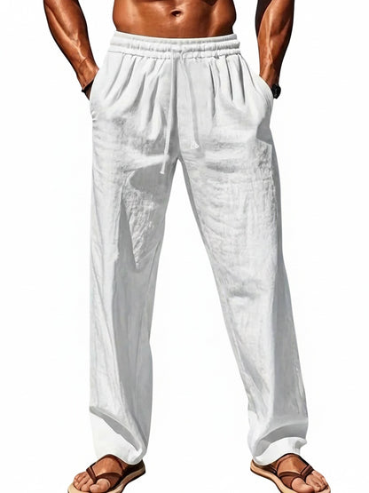 Heren Casual Broek met Elastische Taille en Koordjes en Wijde Pasvorm
