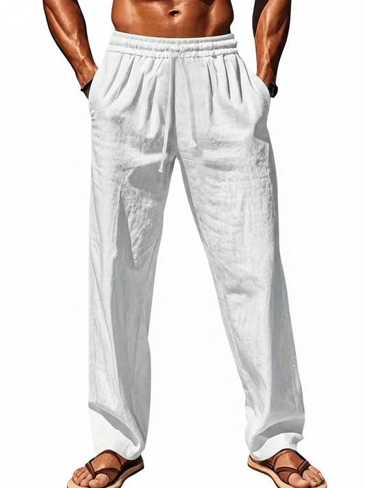 Heren Casual Broek met Elastische Taille en Koordjes en Wijde Pasvorm
