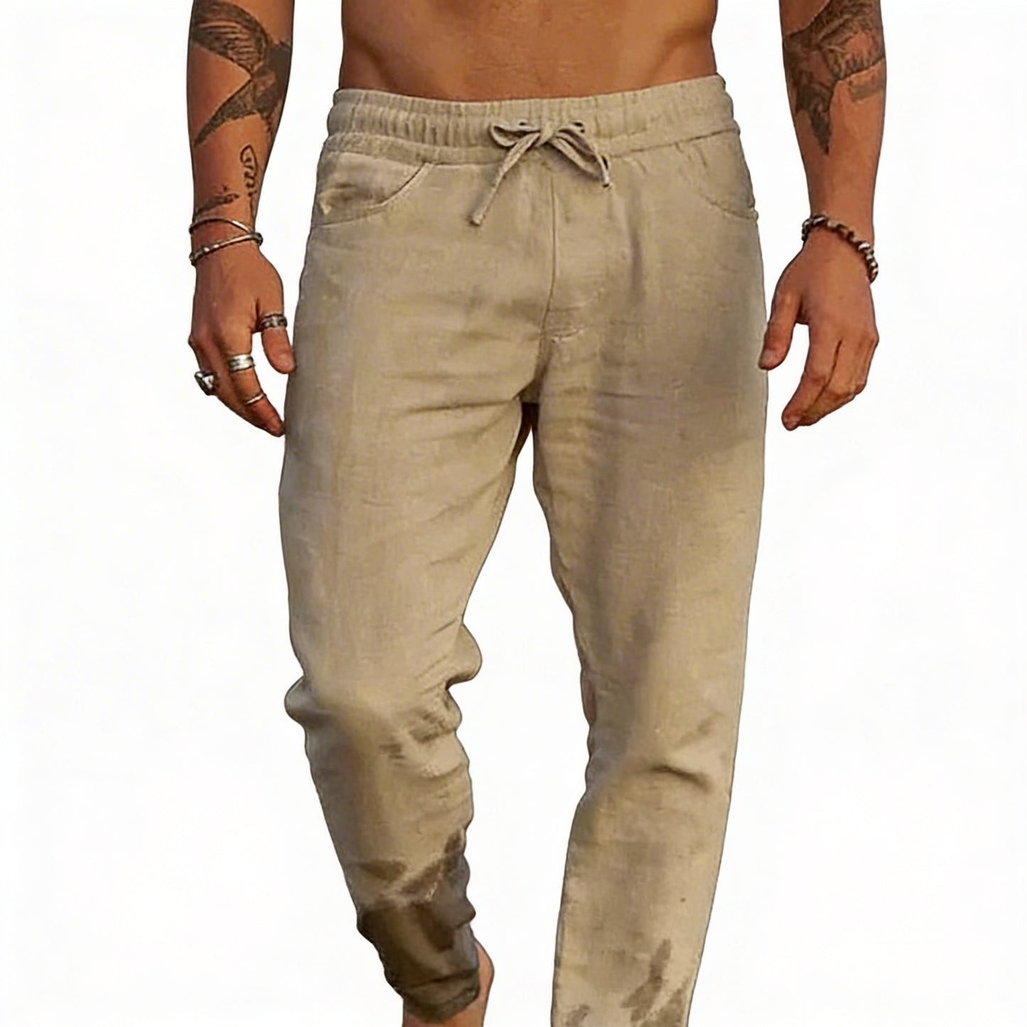 Heren Casual Broek met Elastische Taille en Trekkoord