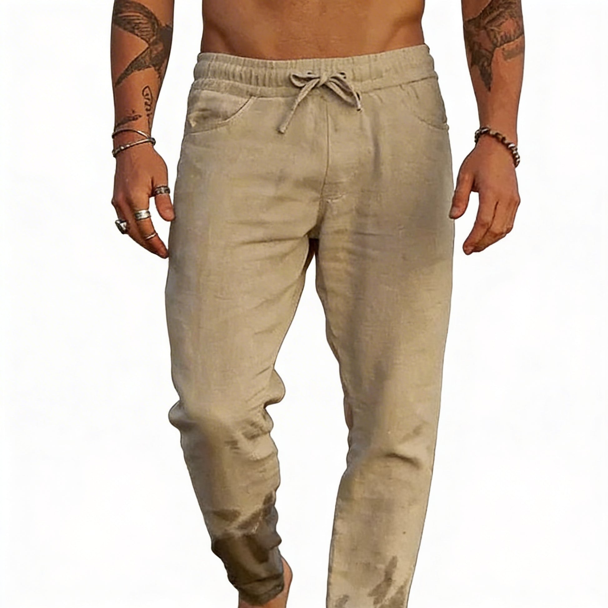 Heren Casual Broek met Elastische Taille en Trekkoord