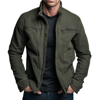 Heren Casual jacket met Opstaande Kraag en Ritssluiting Vintage Style