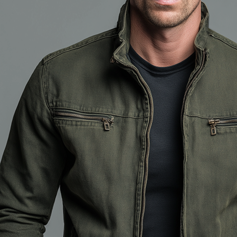 Heren Casual jacket met Opstaande Kraag en Ritssluiting Vintage Style