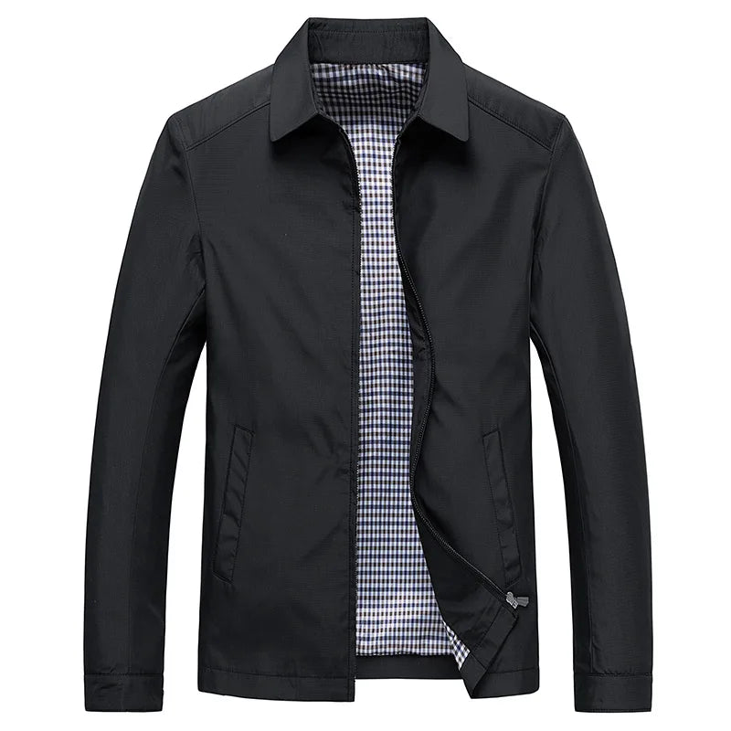 Heren Casual jacket met Ritssluiting en Klassieke Kraag Zwart