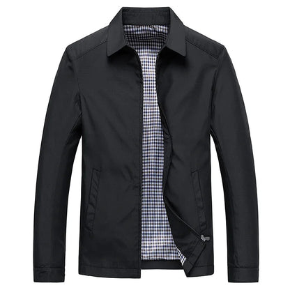 Heren Casual jacket met Ritssluiting en Klassieke Kraag Zwart