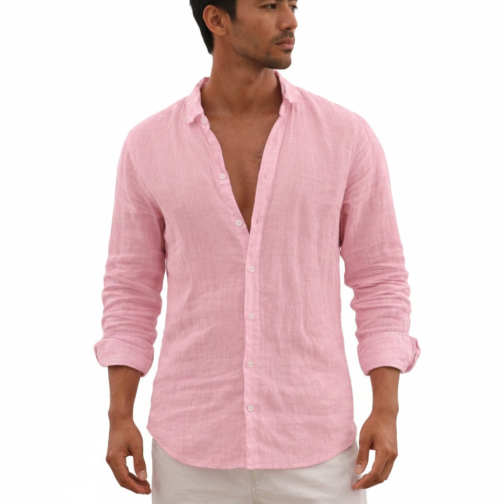 Heren Casual Shirt Lange Mouw met Klassieke Kraag en Knoopsluiting