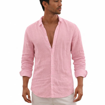 Heren Casual Shirt Lange Mouw met Klassieke Kraag en Knoopsluiting