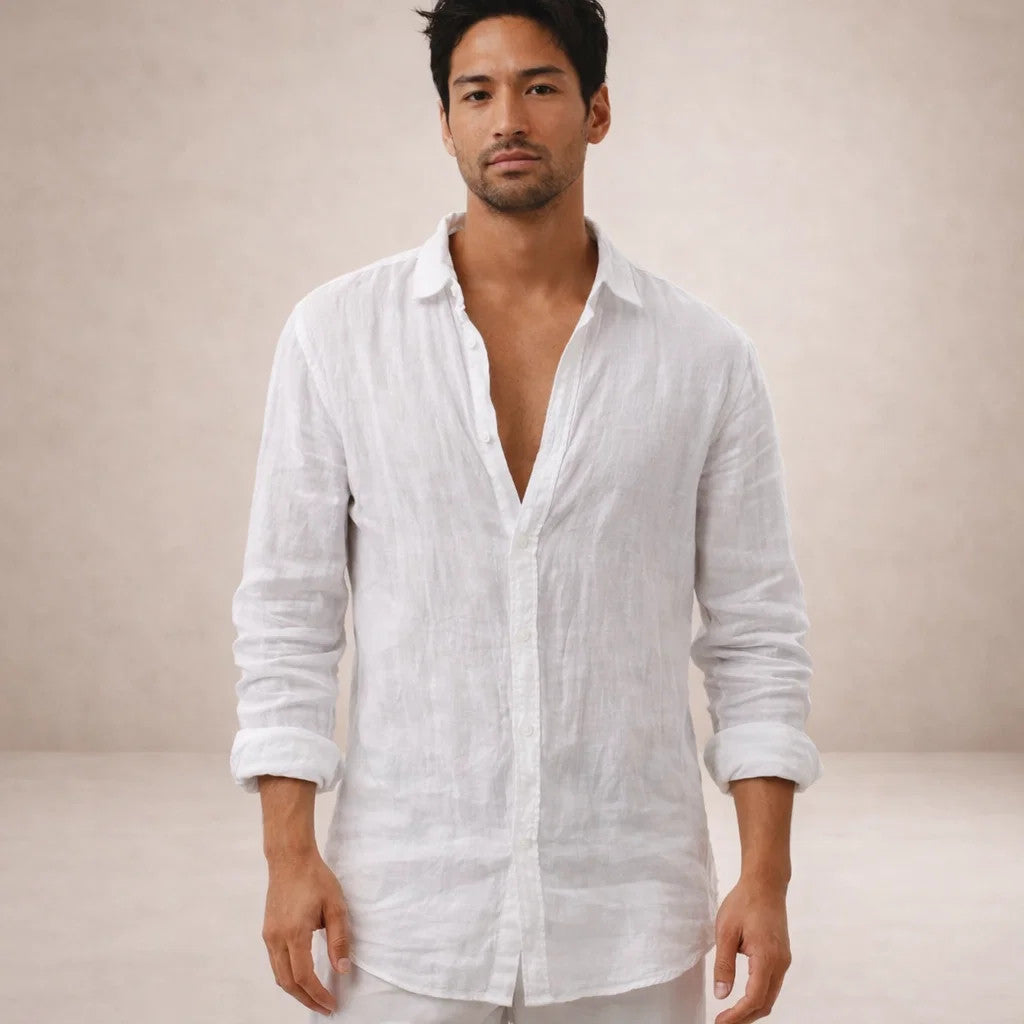 Heren Casual Shirt Lange Mouw met Klassieke Kraag en Knoopsluiting