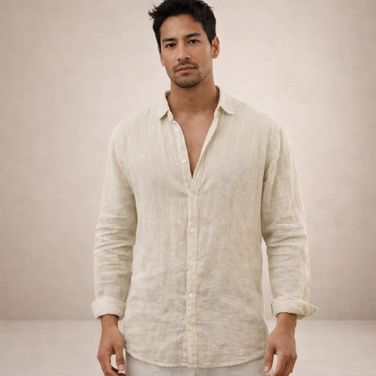 Heren Casual Shirt Lange Mouw met Klassieke Kraag en Knoopsluiting
